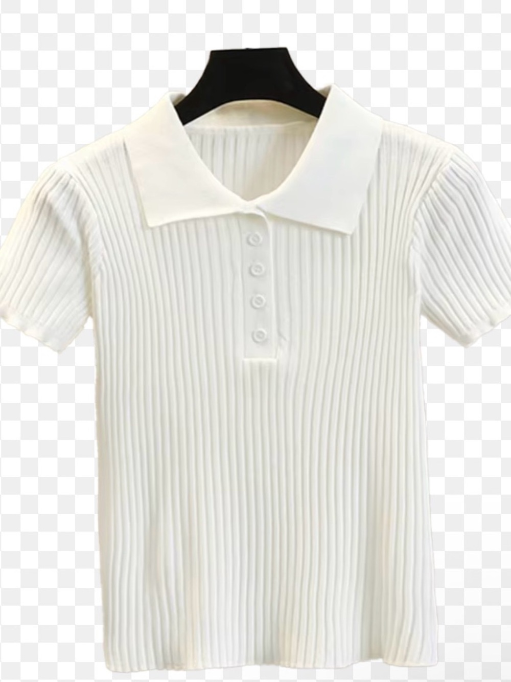 Cider White Ribbed Short-Sleeve Polo